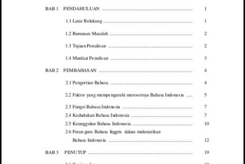 Cara Membuat Daftar Isi Pada Makalah