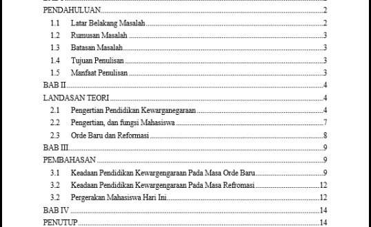 Cara Membuat Daftar Isi Makalah Yang Benar