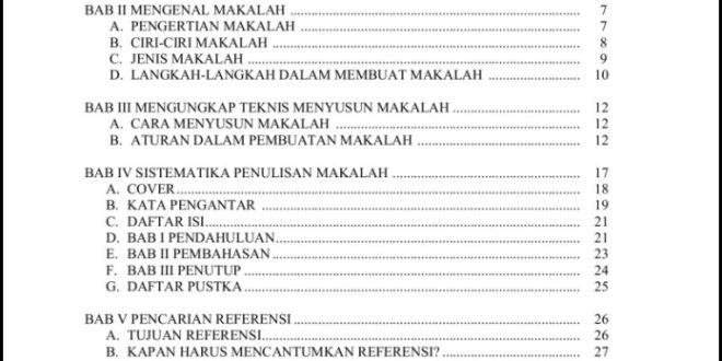 Cara Membuat Daftar Isi Karya Tulis