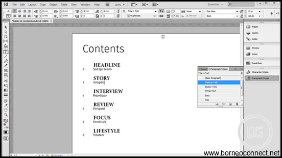 Cara Membuat Daftar Isi Indesign