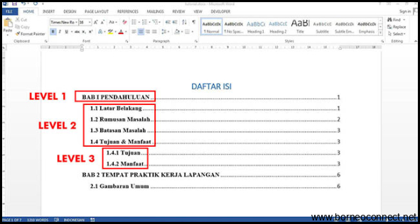 Cara Membuat Daftar Isi Otomatis Di Word 2019