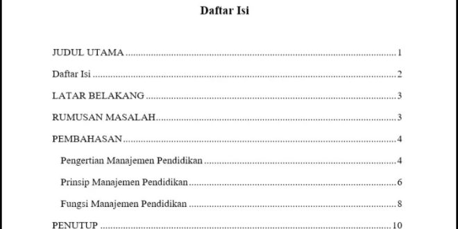 Cara Membuat Daftar Isi Lebih Dari Satu