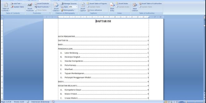 Cara Membuat Daftar Isi Proposal Otomatis