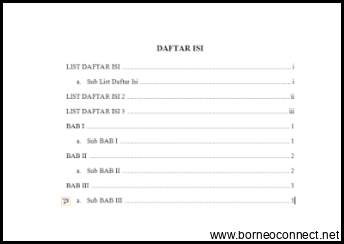 Cara Membuat Daftar Isi Lurus