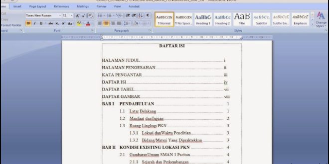 Cara Membuat Daftar Isi Pada Word 2010