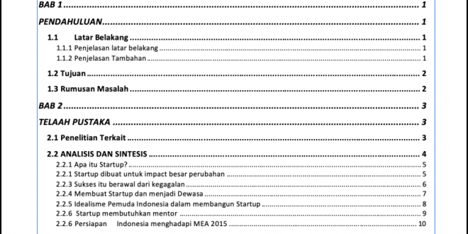 Cara Membuat Daftar Isi Dengan Judul Yang Panjang