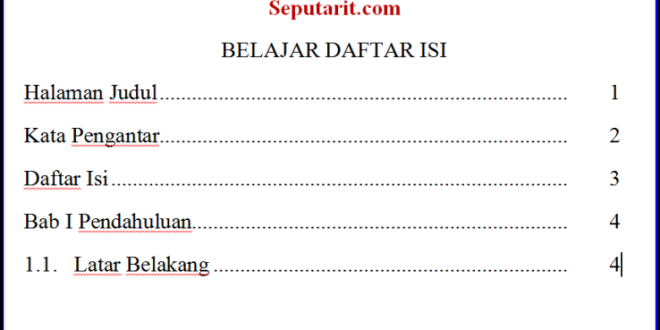 Cara Membuat Daftar Isi Makalah Di Word